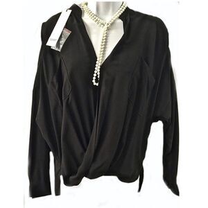 Funktional Black Front Fold Blouse XS-Viscose New